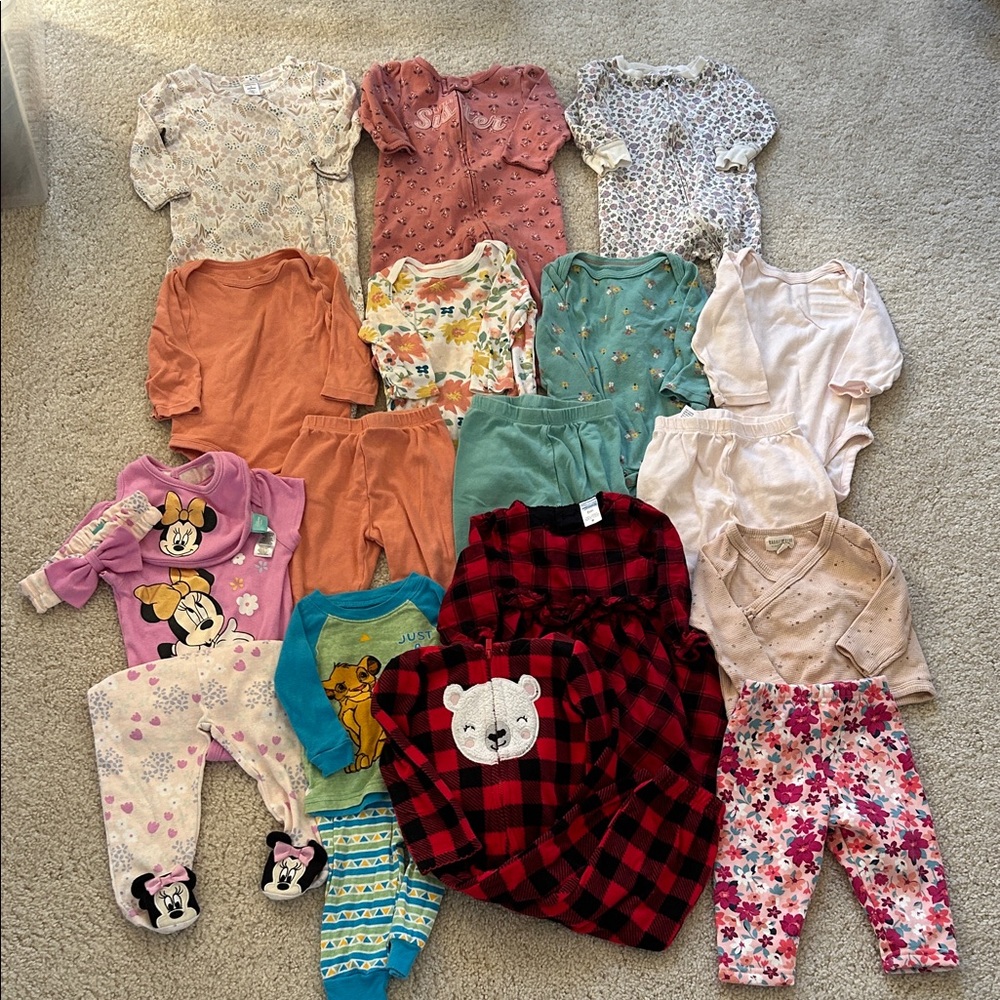 Assorted Baby Girl Clothing. Size 6-9 months. 18 pieces.